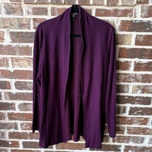 Eileen Fisher Lightweight Washable Stretch Crepe Open Jacket Purple Size Large